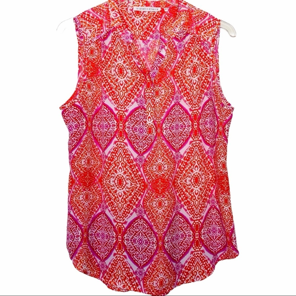 VIOLET & CLAIRE Pink and Orange High Low Top Med.
